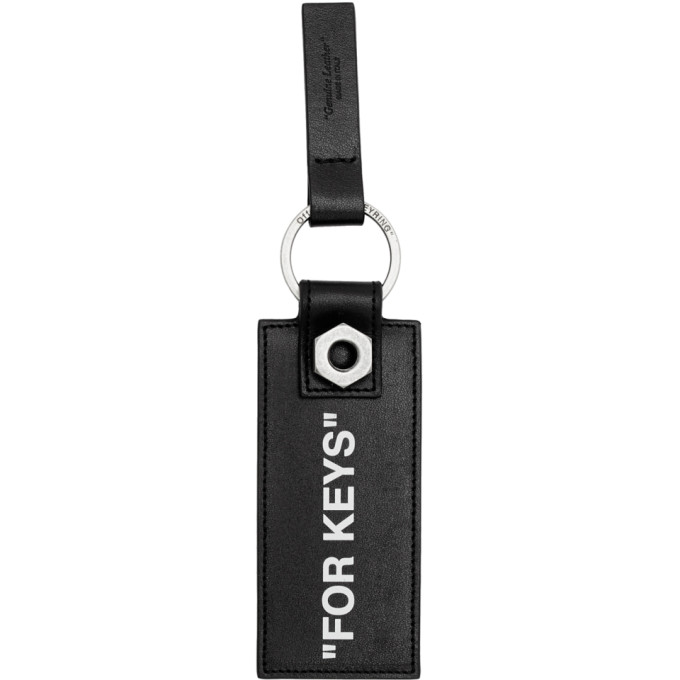 Off-white Black Quote Keychain In Black/white