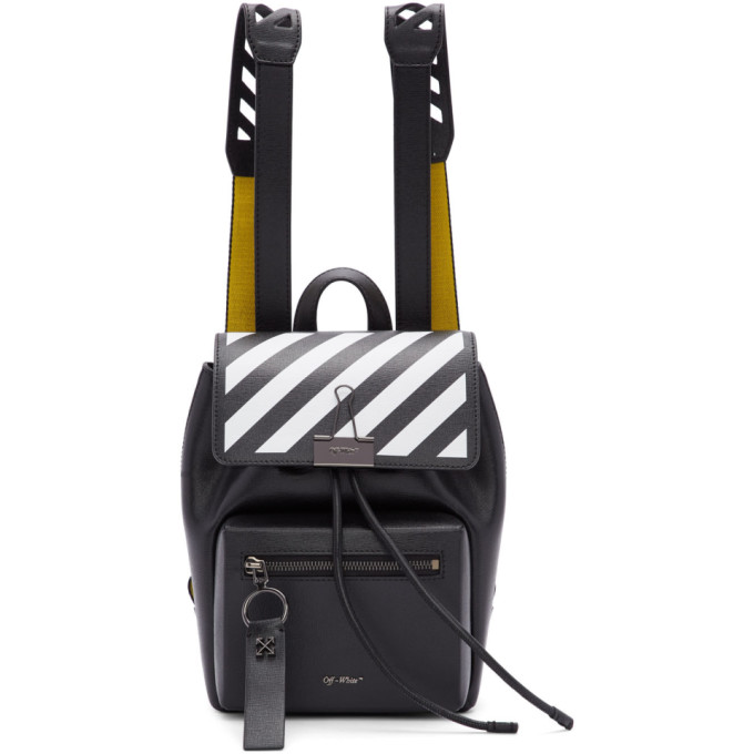 off white black bag with yellow stripe