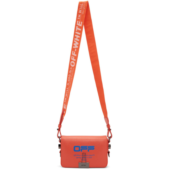 Off-white Orange Wavy Logo Mini Flap Bag In Red/blue