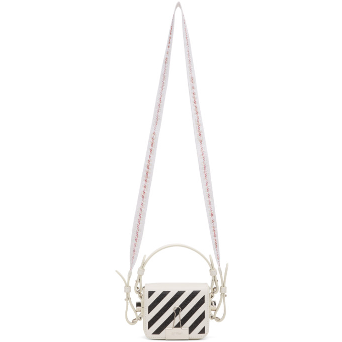 Off-White White and Black Diag Baby Flap Bag