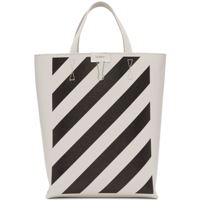 OFF-WHITE OFF-WHITE WHITE AND BLACK DIAG TOTE