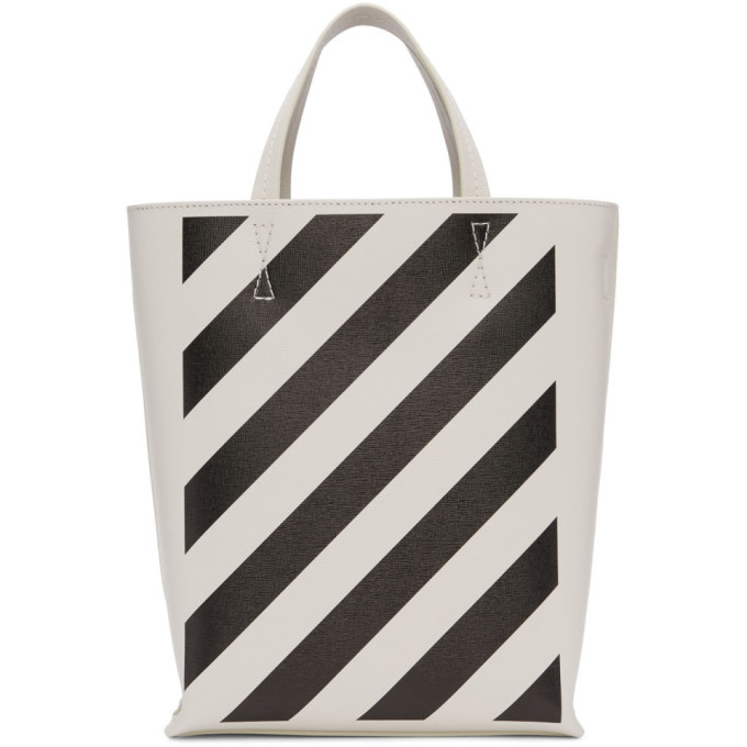 OFF-WHITE OFF-WHITE WHITE AND BLACK DIAG TOTE