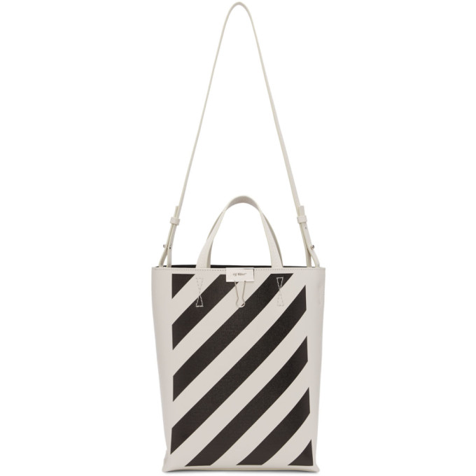 OFF-WHITE OFF-WHITE WHITE AND BLACK DIAG TOTE