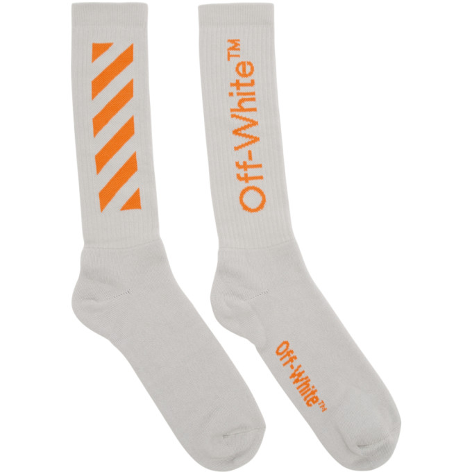 Off-white 灰色 And 橙色 Arrows 中筒袜 In Grey/orange