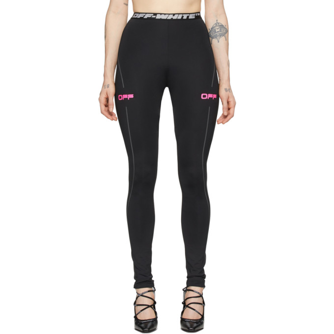 OFF-WHITE BLACK & PINK 'OFF' ACTIVE LEGGINGS