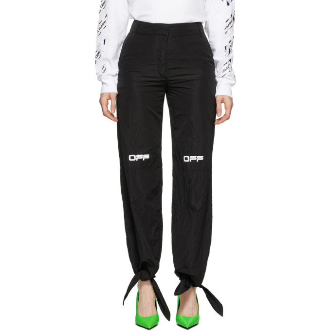 OFF-WHITE Black Nylon Bow Lounge Trousers