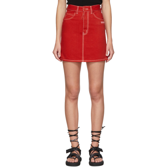 Off-White Red Denim Miniskirt