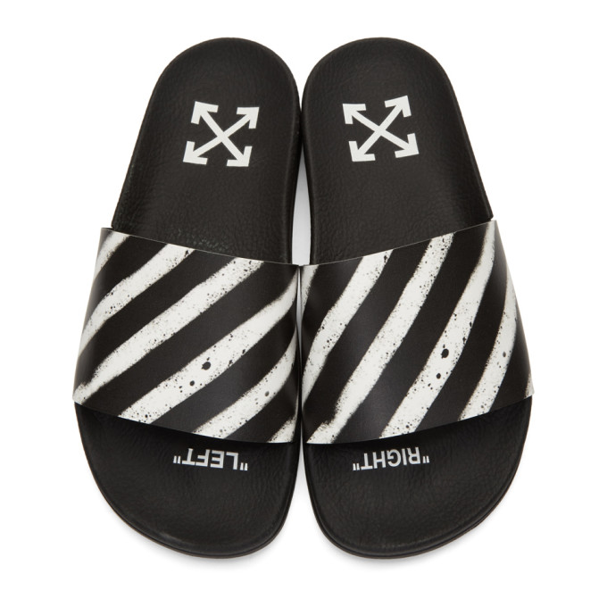 OFF-WHITE OFF-WHITE BLACK SPRAY STRIPES SLIDES