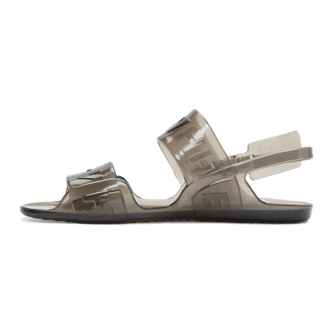 OFF-WHITE OFF-WHITE BLACK JELLY ZIP-TIE SANDALS
