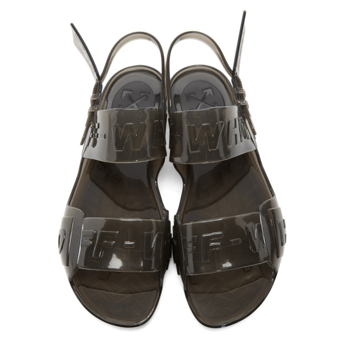 OFF-WHITE OFF-WHITE BLACK JELLY ZIP-TIE SANDALS
