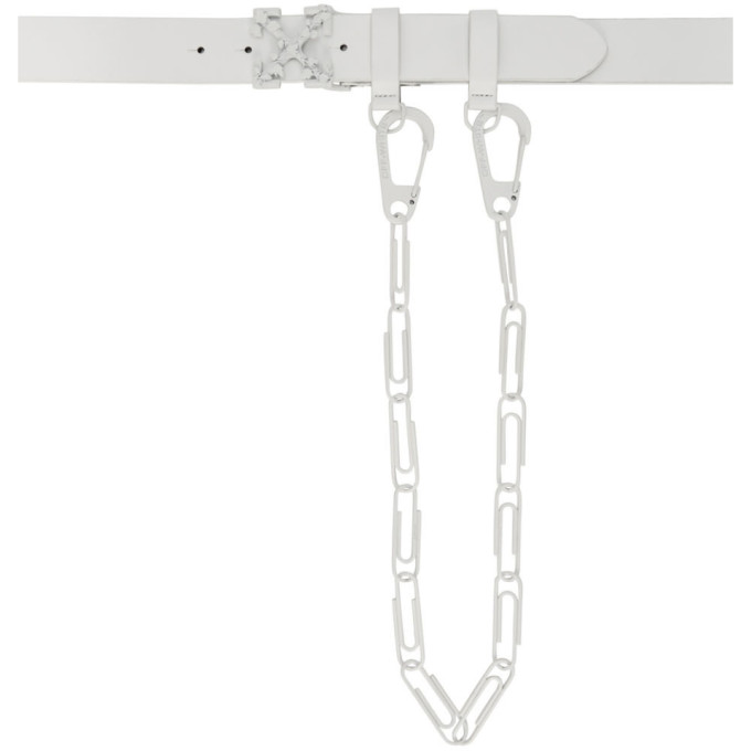 OFF-WHITE OFF-WHITE WHITE LEATHER CHAIN BELT