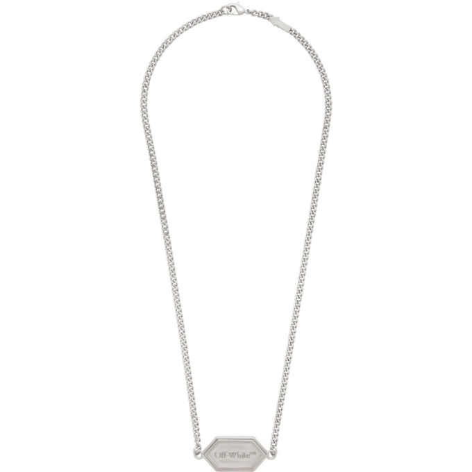 OFF-WHITE OFF-WHITE SILVER LABEL NECKLACE