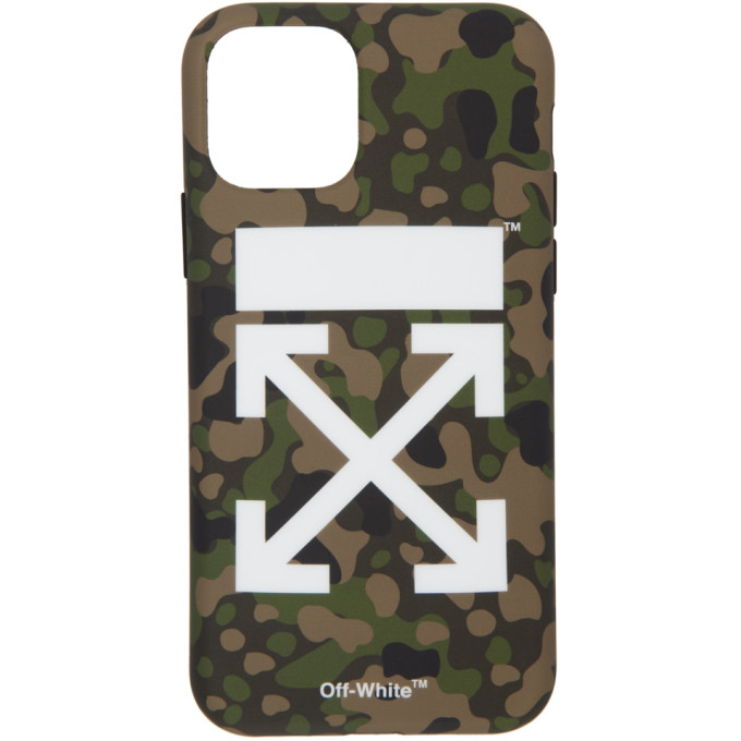 OFF-WHITE OFF-WHITE SSENSE 独家发售绿色 ARROWS 迷彩 IPHONE 11 手机壳