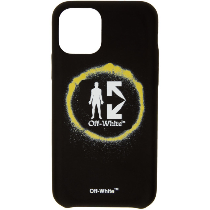 Off White Black Spray Circle Iphone 11 Pro Case In Black Yellow