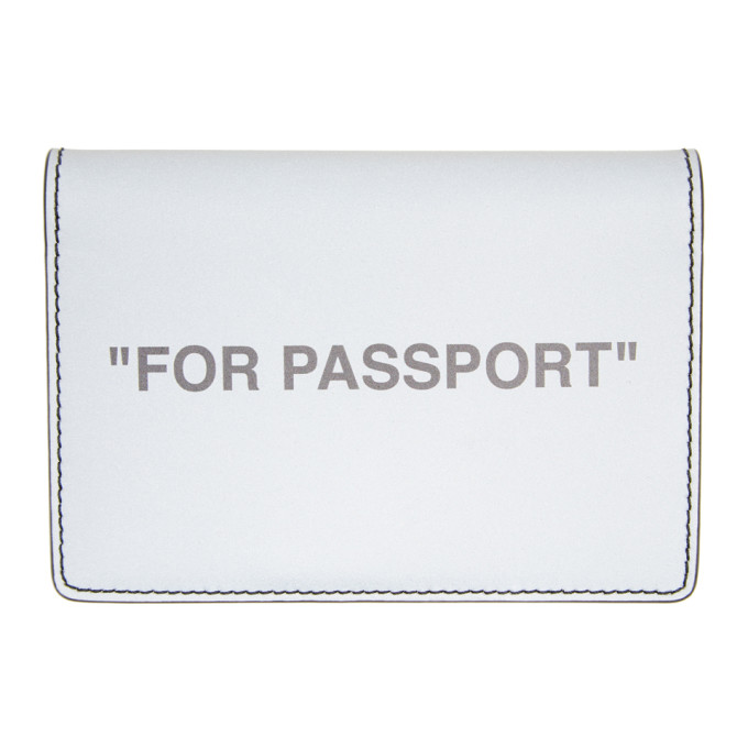 OFF-WHITE OFF-WHITE SILVER QUOTE PASSPORT HOLDER