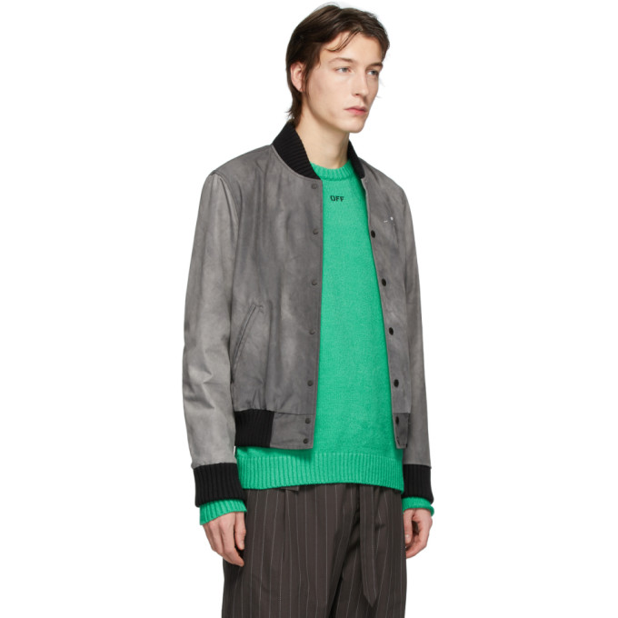 OFF-WHITE OFF-WHITE GREY AIRPORT TAPE VARSITY JACKET