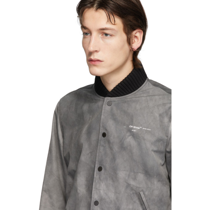 OFF-WHITE OFF-WHITE GREY AIRPORT TAPE VARSITY JACKET