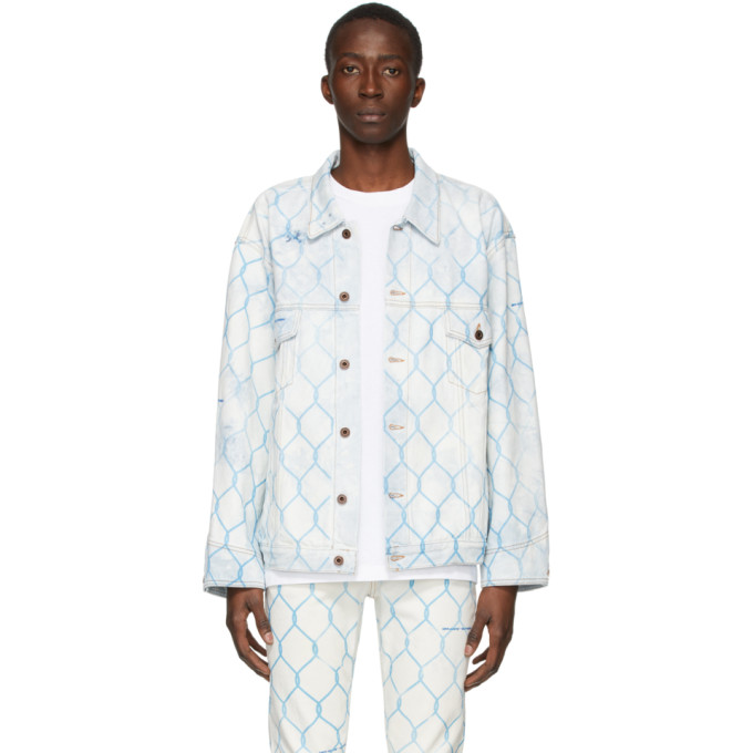 OFF-WHITE OFF-WHITE OFF-WHITE AND BLUE DENIM FENCE JACKET