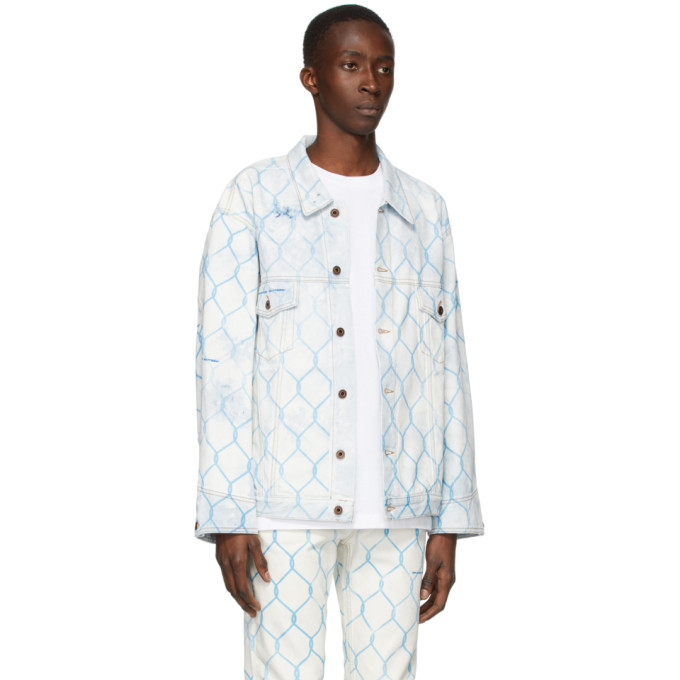 OFF-WHITE OFF-WHITE OFF-WHITE AND BLUE DENIM FENCE JACKET