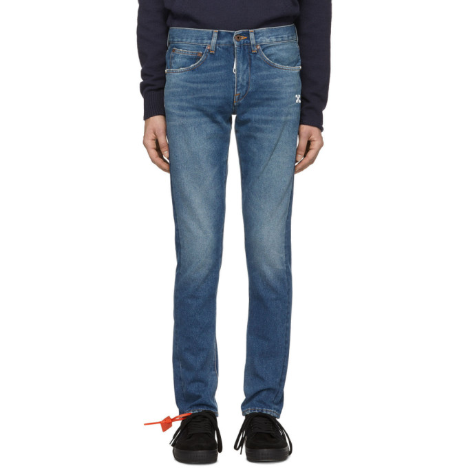 OFF-WHITE OFF-WHITE BLUE DIAG SLIM JEANS