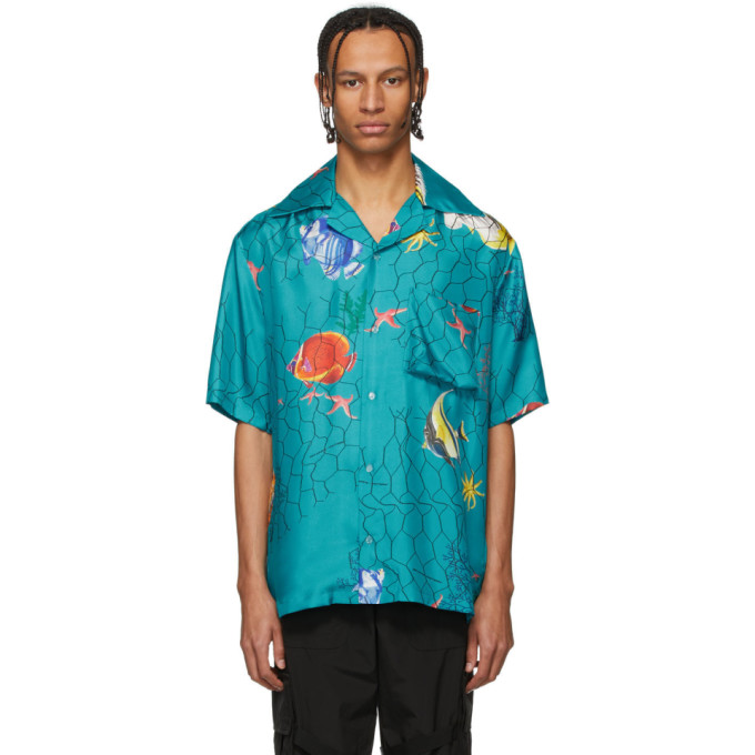 OFF-WHITE BLUE SILK HOLIDAY SHIRT