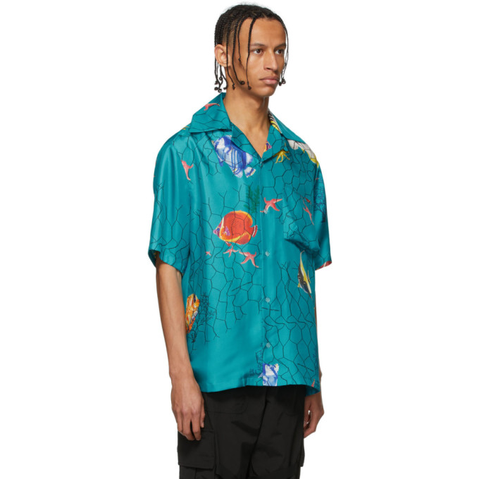OFF-WHITE OFF-WHITE BLUE SILK HOLIDAY SHIRT