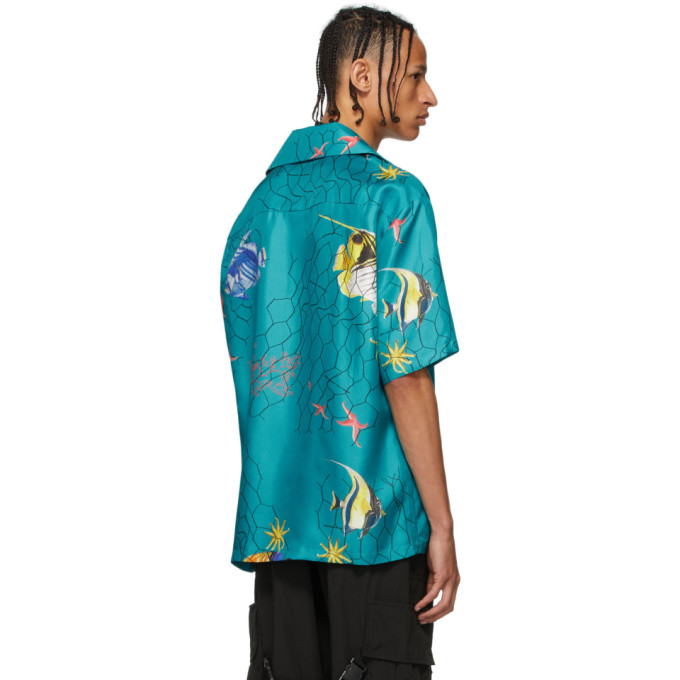 OFF-WHITE OFF-WHITE BLUE SILK HOLIDAY SHIRT