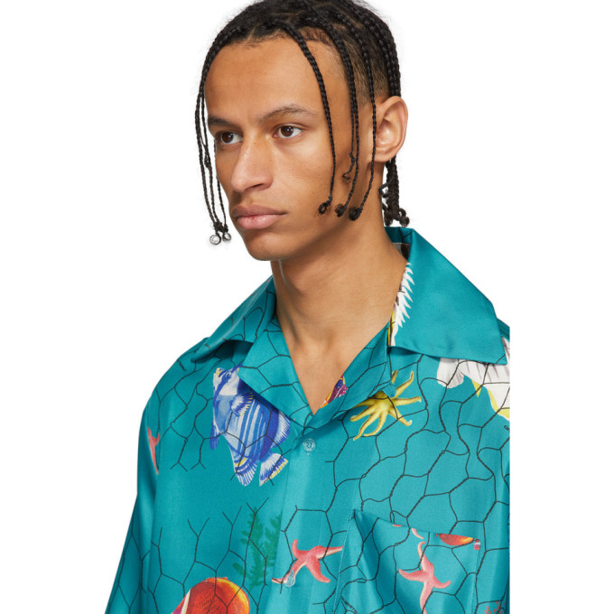 OFF-WHITE OFF-WHITE BLUE SILK HOLIDAY SHIRT