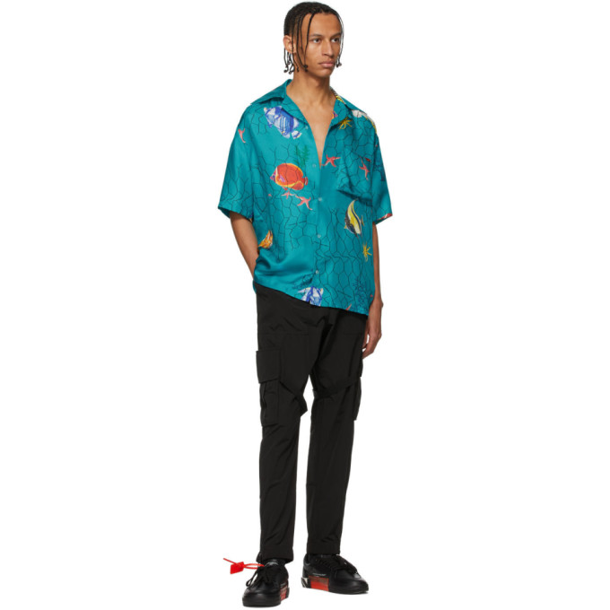 OFF-WHITE OFF-WHITE BLUE SILK HOLIDAY SHIRT