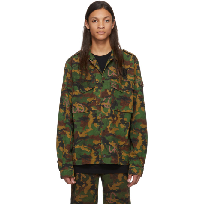 OFF-WHITE OFF-WHITE GREEN CAMO ALL OVER SHIRT