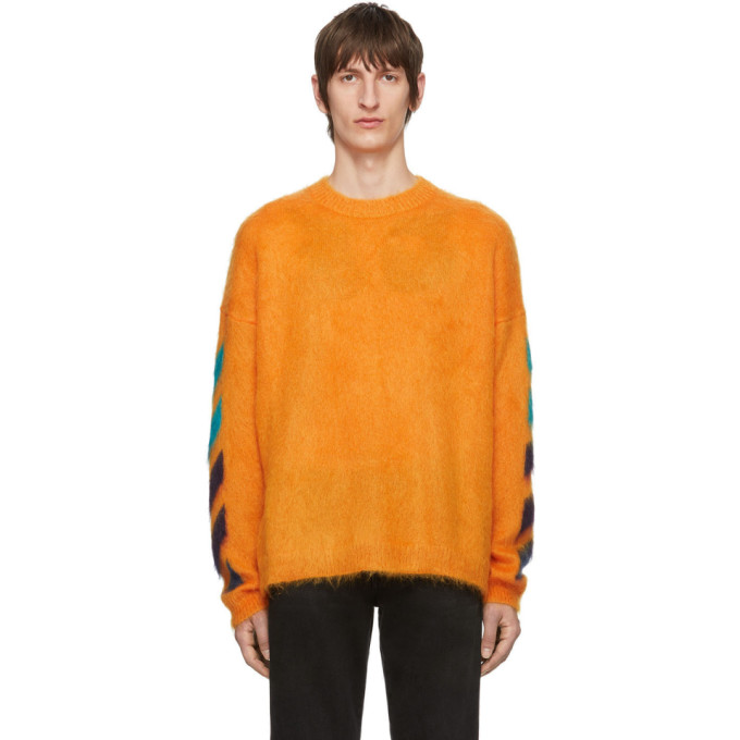 OFF-WHITE OFF-WHITE ORANGE BRUSHED DIAG SWEATER