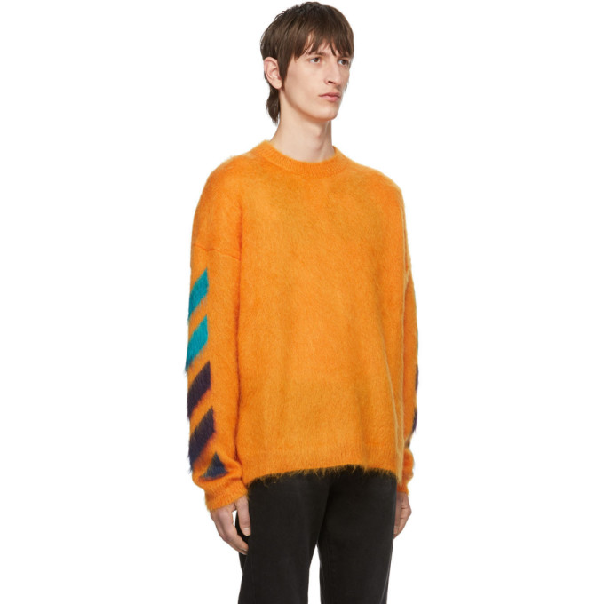 OFF-WHITE OFF-WHITE ORANGE BRUSHED DIAG SWEATER