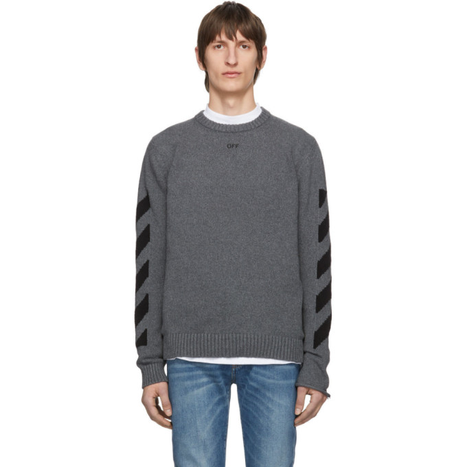 OFF-WHITE OFF-WHITE GREY MELANGE ARROWS SWEATER