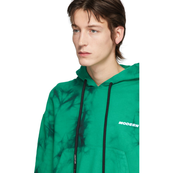 OFF-WHITE OFF-WHITE GREEN TIE-DYE CONTOUR HOODIE