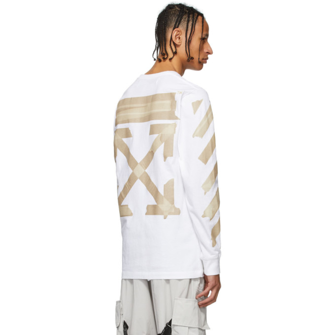 Shop Off-white White Tape Arrows T-shirt In White Beige