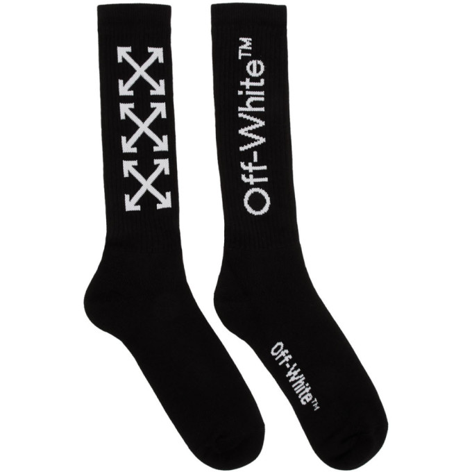 Off-white Black And White Arrows Socks In Black Whit