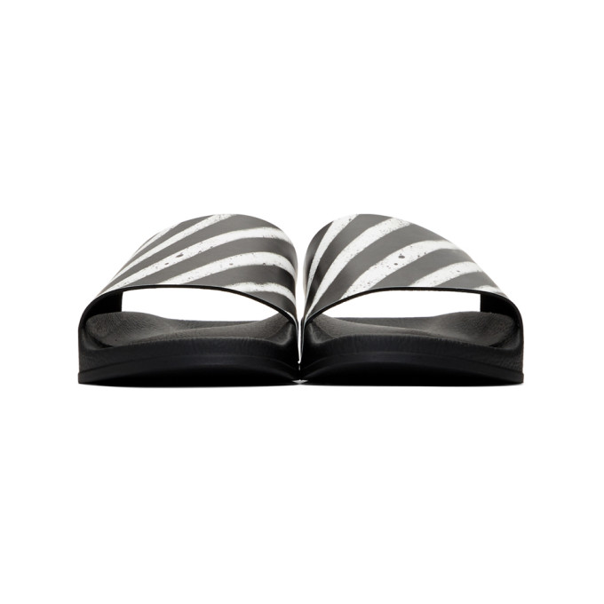 OFF-WHITE OFF-WHITE BLACK SPRAY STRIPED SLIDES