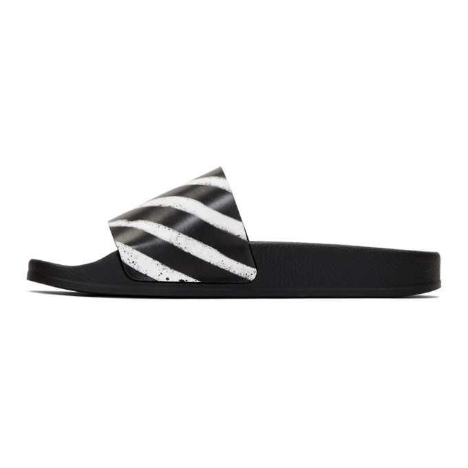 OFF-WHITE OFF-WHITE BLACK SPRAY STRIPED SLIDES