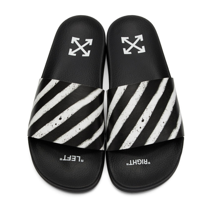 OFF-WHITE OFF-WHITE BLACK SPRAY STRIPED SLIDES