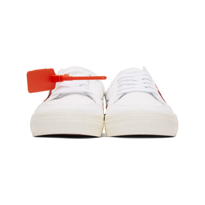 OFF-WHITE White & Burgundy Low Vulcanized Sneakers