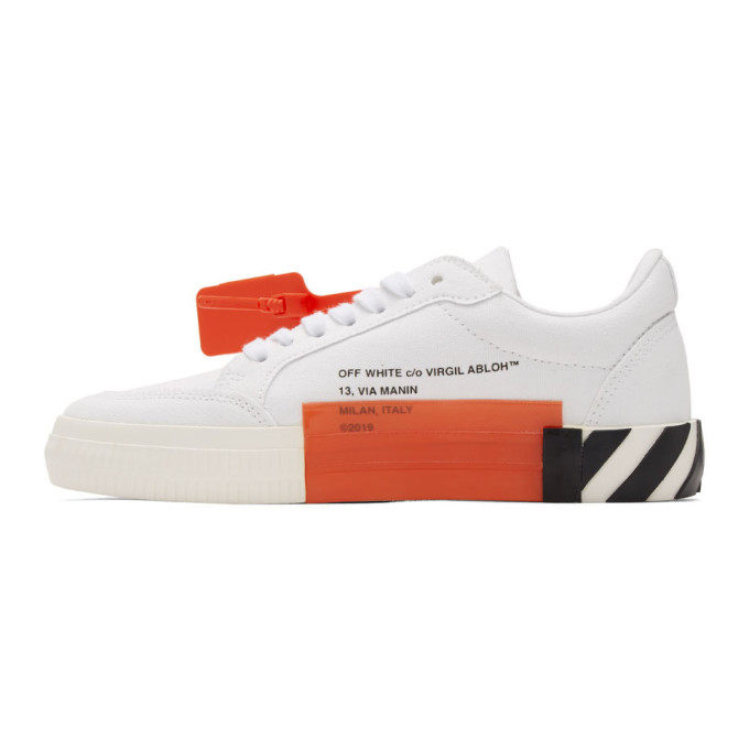 OFF-WHITE White & Burgundy Low Vulcanized Sneakers