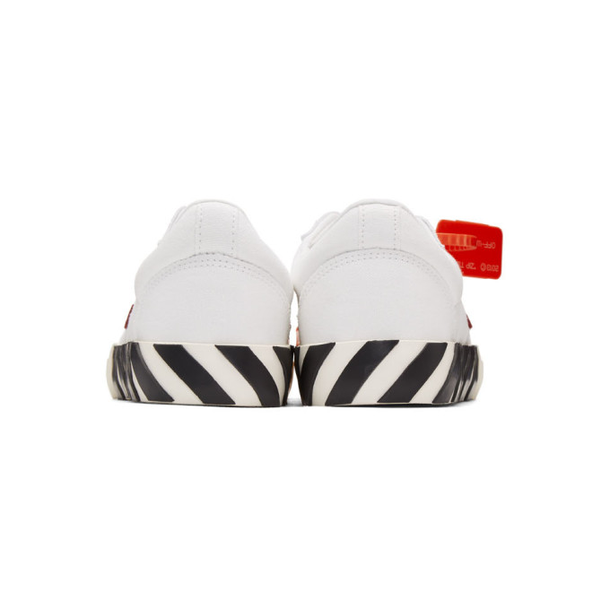 OFF-WHITE White & Burgundy Low Vulcanized Sneakers