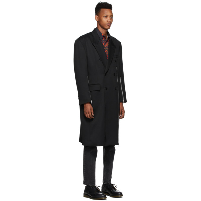 JOHNLAWRENCESULLIVAN JOHNLAWRENCESULLIVAN BLACK ZIP DOUBLE-BREASTED COAT