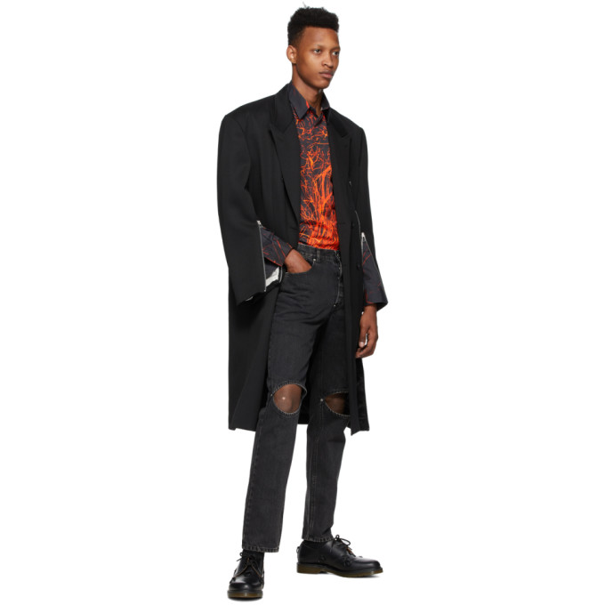 JOHNLAWRENCESULLIVAN JOHNLAWRENCESULLIVAN BLACK BLEACHED KNEE HOLE JEANS