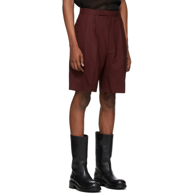 JOHNLAWRENCESULLIVAN JOHNLAWRENCESULLIVAN ORANGE MERINO WOOL TUCKED SHORTS