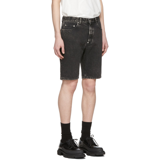 JOHNLAWRENCESULLIVAN JOHNLAWRENCESULLIVAN BLACK DENIM BLEACHED SHORTS