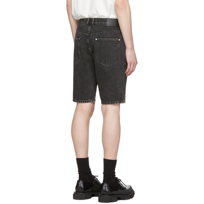 JOHNLAWRENCESULLIVAN JOHNLAWRENCESULLIVAN BLACK DENIM BLEACHED SHORTS