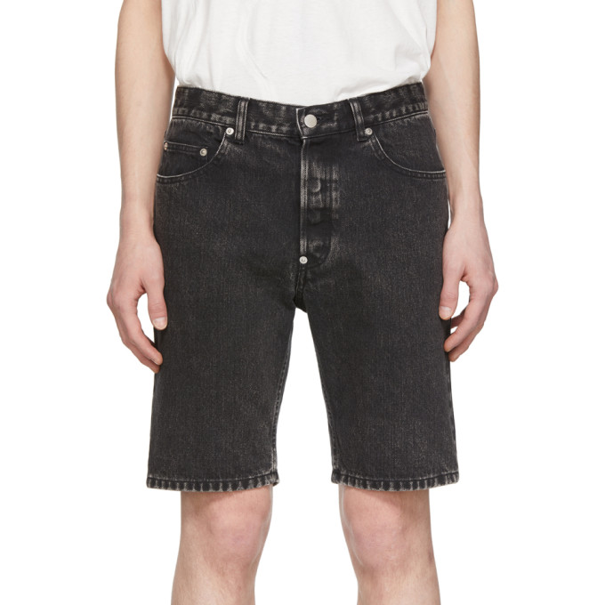 JOHNLAWRENCESULLIVAN JOHNLAWRENCESULLIVAN BLACK DENIM BLEACHED SHORTS