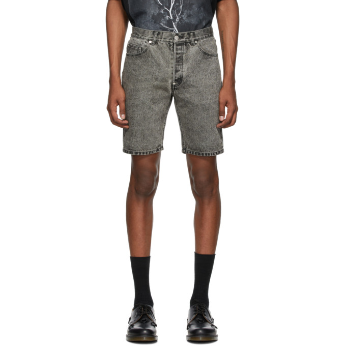JOHNLAWRENCESULLIVAN JOHNLAWRENCESULLIVAN GREY DENIM BLEACHED SHORTS
