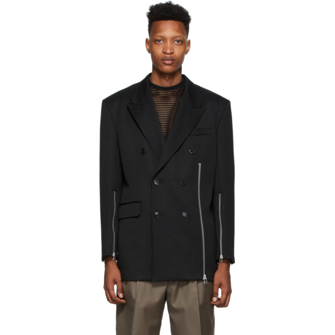 JOHNLAWRENCESULLIVAN JOHNLAWRENCESULLIVAN BLACK ZIP DOUBLE-BREASTED BLAZER
